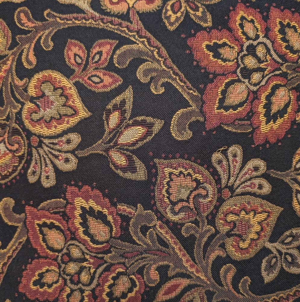 19" X 19" Vintage Brocade Square Black, RedBrown & Gold Accent Throw Pillow